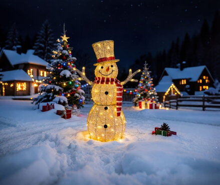 Dekorácia MagicHome Vianoce, snehuliak, 100x LED teplá biela, exteriér, 34x73x120 cm
