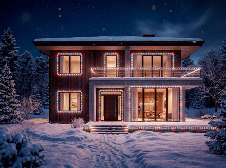 Reťaz MagicHome Vianoce, časovač, 100xLED, mix farieb, 8 funkcií, 5 m