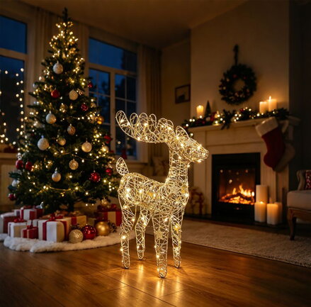 Dekorácia MagicHome Vianoce, jeleň, 75xLED, teplá biela, 50 cm, 3xAA