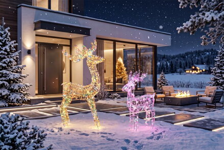 Dekorácia MagicHome Vianoce, jeleň, 280xLED, teplá biela, 105 cm