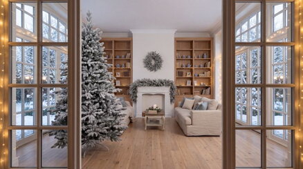 Stromček MagicHome Vianoce Frosty, zasnežený, 3D+2D, extra hustý, 180 cm
