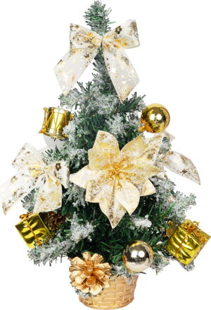 Stromček MagicHome Vianoce, ozdobený, zlatý, 30 cm