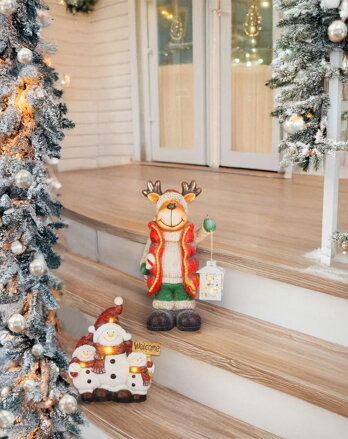 Dekorácia MagicHome Vianoce, vianočný sob s lampášom, LED, 17x22x43 cm Dekorácia MagicHome Vianoce, vianočný sob s lampášom, LED, 17x22x43 cm