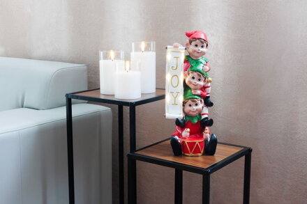 Dekorácia MagicHome Vianoce, vianočný škriatkovia, LED, 12.5x13.3x30.5 cm