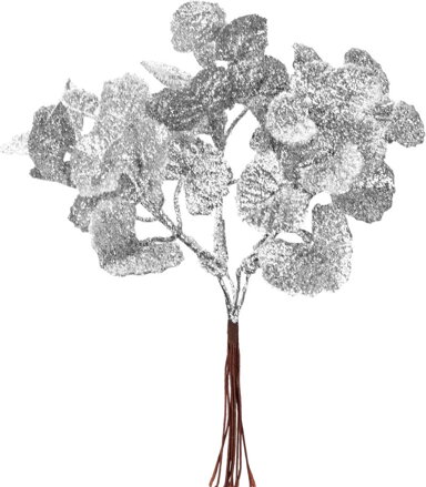 Vetvička MagicHome Vianoce, strieborná, 17 cm