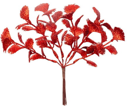 Vetvička MagicHome Vianoce, červená, 17 cm