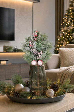 Vetvička MagicHome Vianoce, zasnežená, 49 cm