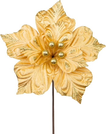 Kvet MagicHome Vianoce, poinsettia, zlatý, 23,5 cm, veľkosť kvetu: 22 cm