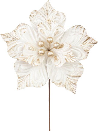 Kvet MagicHome Vianoce, poinsettia, biely, 23,5 cm, veľkosť kvetu: 22 cm