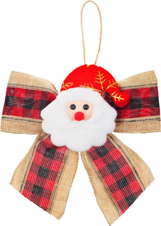 Dekorácia MagicHome Vianoce, mašľa, santa, 16 cm
