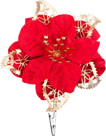 Kvet MagicHome Vianoce, poinsettia, červená, 21 cm, veľkosť kvetu: 13 cm