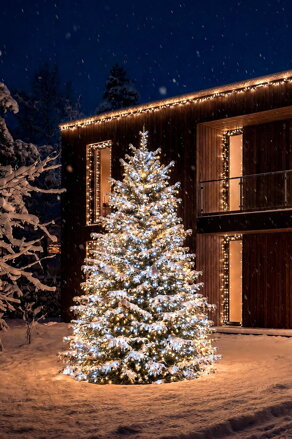 Reťaz MagicHome Vianoce, jednoduché svietenie, 550xLED teplá/studená biela, IP44, 12,45 m