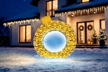 Dekorácia MagicHome Vianoce, 3D Guľa, 160xLED teplá/studená biela, IP44, 80x8x90 cm