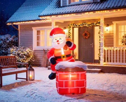 Dekorácia MagicHome Vianoce, Santa, 3xLED studená biela, IP44, 1,2 m