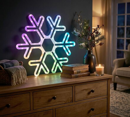 Dekorácia MagicHome Vianoce, Vločka, 90xLED RGB, 50x0,6x43 cm