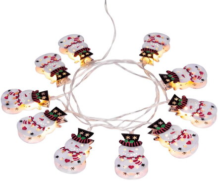 Reťaz MagicHome Vianoce, Snehuliaci, jednoduché svietenie, 10xLED teplá biela, 2xAA, IP20, L-1,35 m