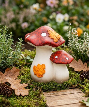 Dekorácia MagicHome Nature, huby, terakota, 9x12x13,6 cm