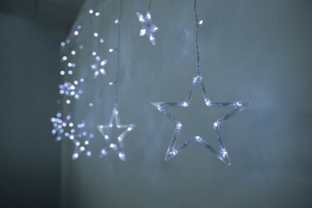 Reťaz MagicHome Vianoce Curtain, 138x LED studená biela, s hviezdami, 230V, 8 funkcií, osvetlenie, L-220x60/90 cm