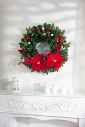 Kvet MagicHome Vianoce, Poinssetia, červená, 24 cm, veľkosť kvetu: 24 cm