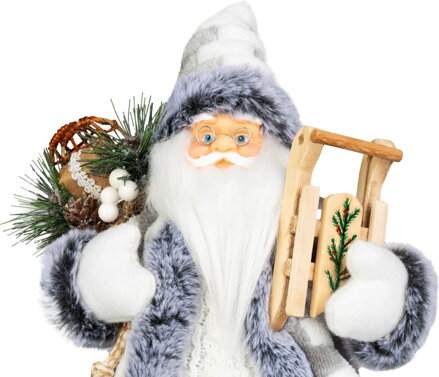 Dekorácia MagicHome Vianoce, Santa, biely-šedý, 45 cm Dekorácia MagicHome Vianoce, Santa, biely-šedý, 45 cm