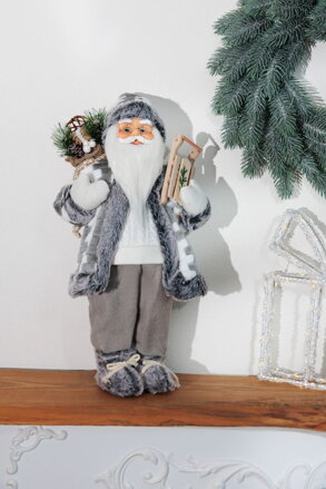 Dekorácia MagicHome Vianoce, Santa, biely-šedý, 45 cm Dekorácia MagicHome Vianoce, Santa, biely-šedý, 45 cm
