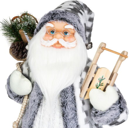 Dekorácia MagicHome Vianoce, Santa, biely-šedý, 60 cm Dekorácia MagicHome Vianoce, Santa, biely-šedý, 60 cm