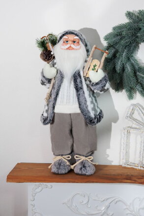 Dekorácia MagicHome Vianoce, Santa, biely-šedý, 60 cm Dekorácia MagicHome Vianoce, Santa, biely-šedý, 60 cm