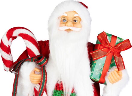 Dekorácia MagicHome Vianoce, Santa, s darčekom, červený, 45 cm Dekorácia MagicHome Vianoce, Santa, s darčekom, červený, 45 cm