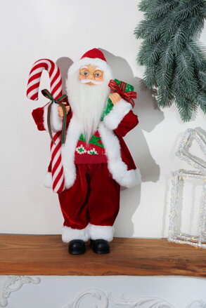 Dekorácia MagicHome Vianoce, Santa, s darčekom, červený, 45 cm Dekorácia MagicHome Vianoce, Santa, s darčekom, červený, 45 cm