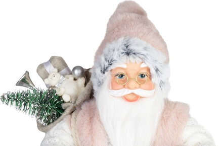 Dekorácia MagicHome Vianoce, Santa, s darčekom, ružovo-hnedý, 30 cm Dekorácia MagicHome Vianoce, Santa, s darčekom, ružovo-hnedý, 30 cm