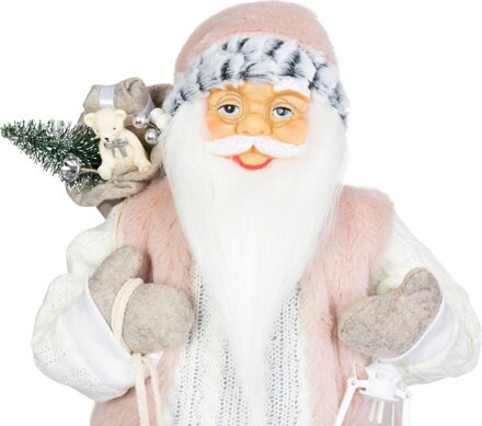Dekorácia MagicHome Vianoce, Santa, s darčekom, ružovo-hnedý, 60 cm Dekorácia MagicHome Vianoce, Santa, s darčekom, ružovo-hnedý, 60 cm