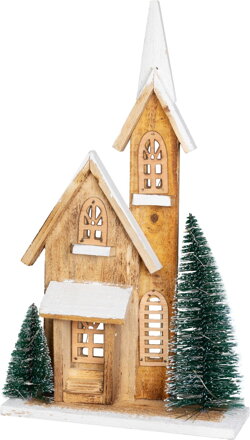 Dekorácia Kostol, 15xLED, 24x9x42 cm, časovač