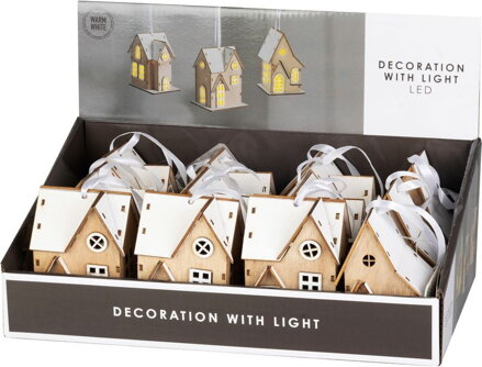 Dekorácia Domček, 3xLED, mix vzorov