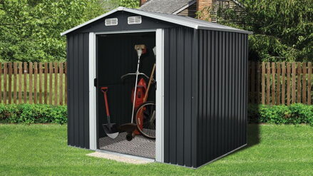 Domček Strend Pro, záhradný, plech, antracit, 236x174x206 cm Domček Strend Pro, záhradný, plech, antracit, 236x174x206 cm