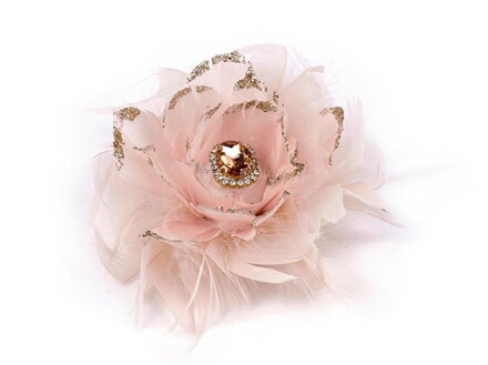 Kvet so štipcom MagicHome, páperový, ružový, 11 cm