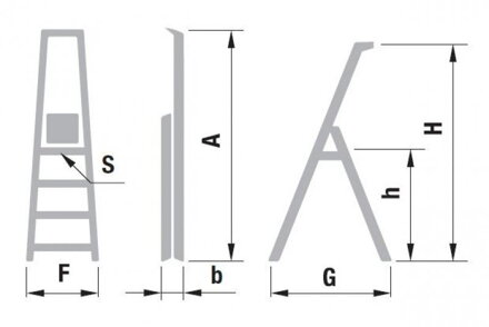 Schodky ALVE 1945, 5 stupienkové, h-980, s poličkou