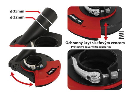 Kryt Strend Pro DP128, 115/125 mm, na uhlovú brúsku, odsávací