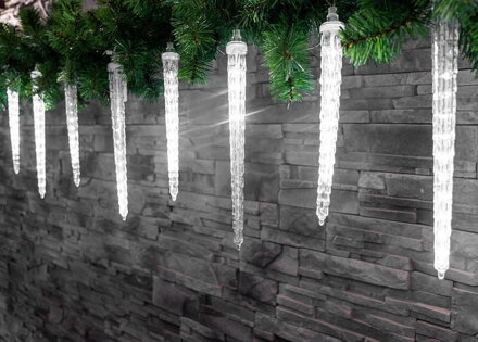 Reťaz MagicHome Vianoce Icicle, 352 LED studená biela, 16 cencúľov, vodopádový efekt, 230 V, 50 Hz,