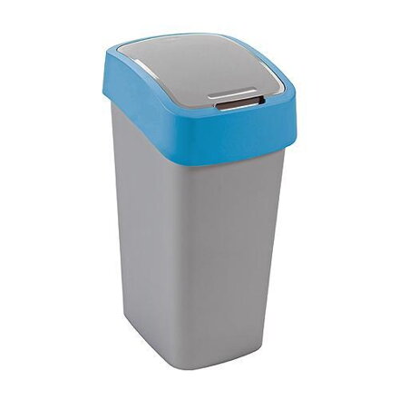 Kôš Curver® FLIP BIN 50L, šedostříbrná/modrá, na odpadky