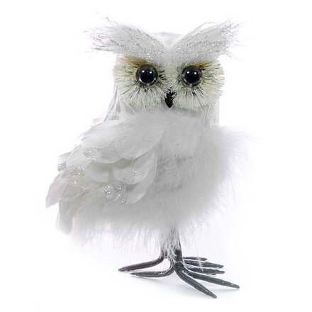 Sova páperová MagicHome, biela, 14 cm