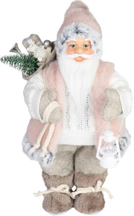 Dekorácia MagicHome Vianoce, Santa, s darčekom, ružovo-hnedý, 60 cm Dekorácia MagicHome Vianoce, Santa, s darčekom, ružovo-hnedý, 60 cm
