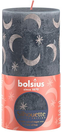 Sviečka bolsius Rustic with print Slate Blue, 130/68 mm