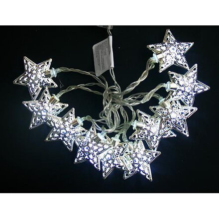 Retaz MagicHome Metal Star, stieborná, 2xAA