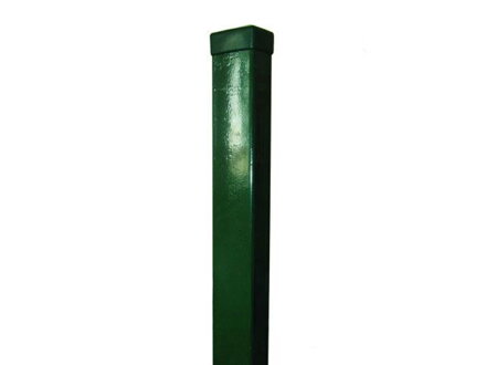 Stĺpik "STANDART COLOR" 60x40mm/1,20m ZN+PP RAL 6005 GREEN 1,5mm + navarená pätka (3,0mm/100mm/100mm)