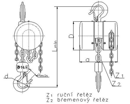 Kladkostroj Brano Z 100-1 3,2 t, 03,0 m, retazovy
