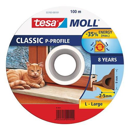 Tesnenie tesa® MALL® profil P, 9 mm, hnedé, 100 m