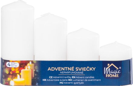 Sviečka MagicHome, vianočná, adventná, biela, 48 mm 60/80/100/120 mm, bal. 4 ks Sviečka MagicHome, vianočná, adventná, biela, 48 mm 60/80/100/120 mm, bal. 4 ks