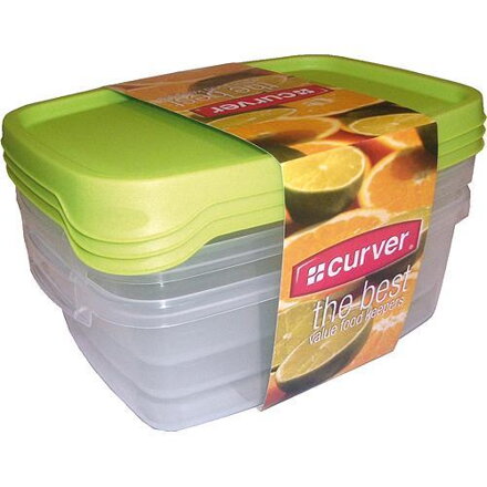 Dozy Curver® na potraviny, 3x1.2L, zelená, 19x15x11 cm